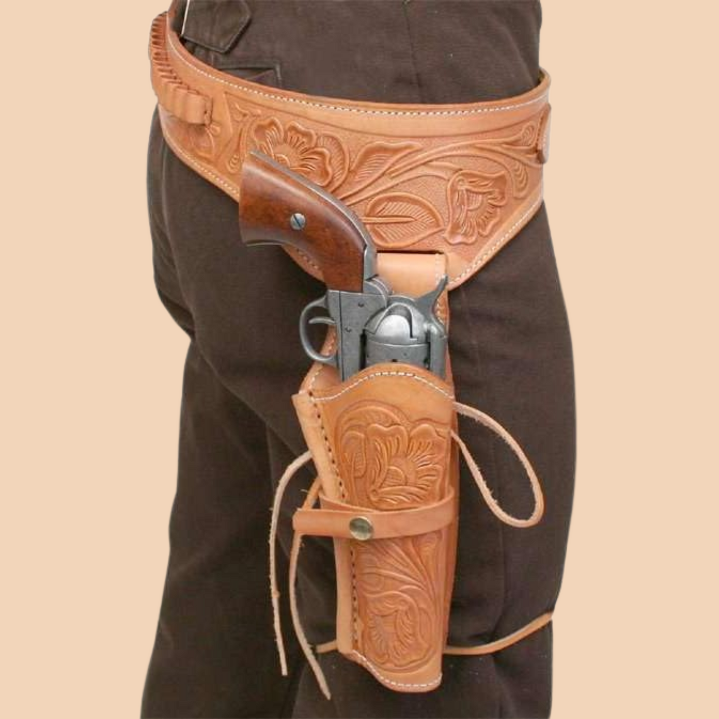 Leather Double Gun Holster Belt – Adjustable Western Cosplay Gear