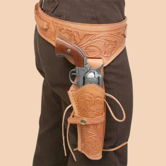 Leather Double Gun Holster Belt – Adjustable Western Cosplay Gear