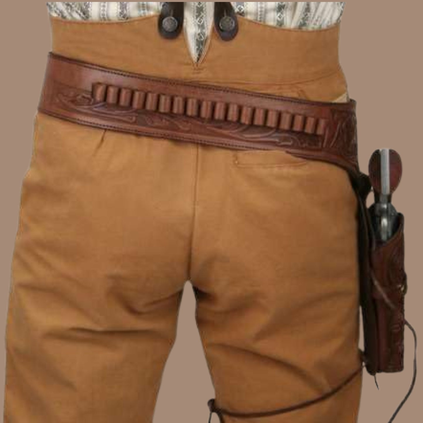 Wild West Leather Gun Belt Holster – Fast Draw Cowboy Pistol Holder